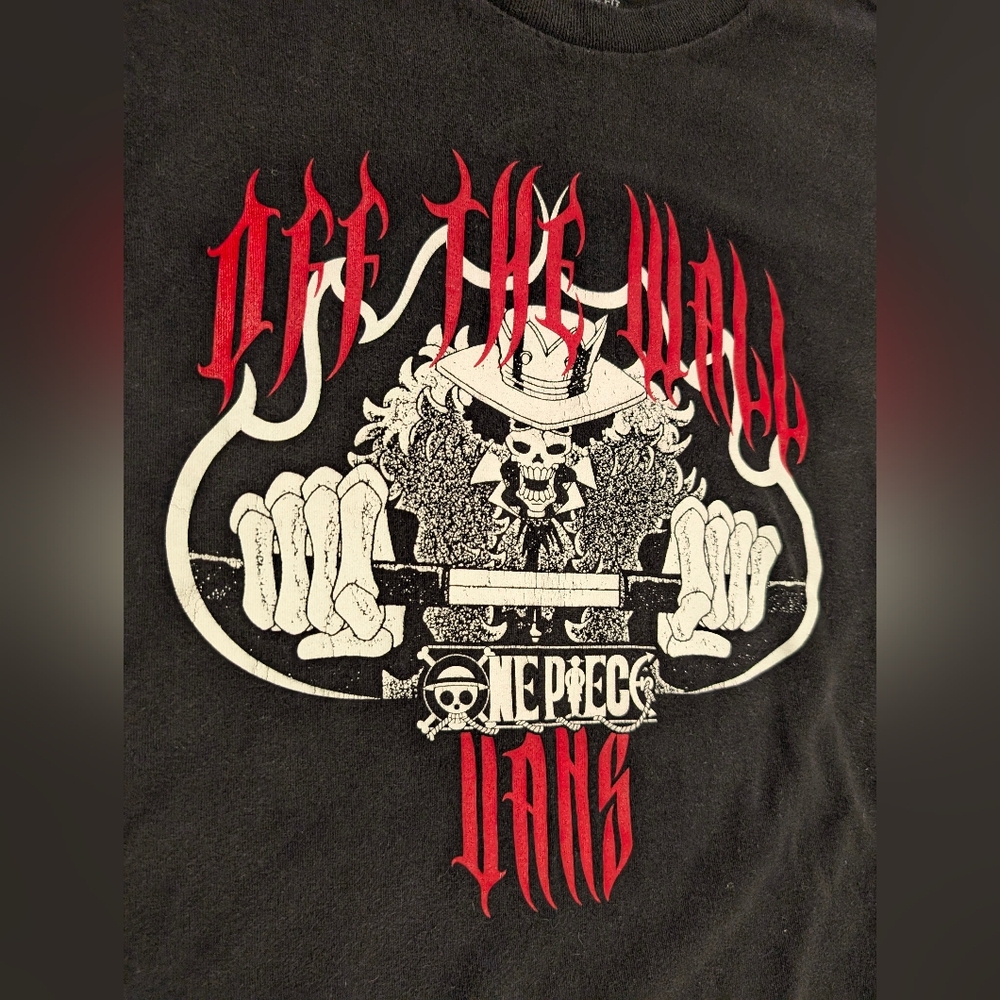 Vans X One Piece Black Long Sleeve with Red and White Skull Graphic